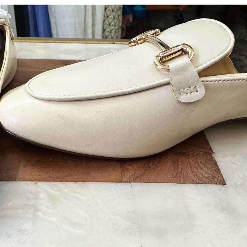 J.Crew NWOB Cream Leather Horsebit Mules Loafers Flat Shoes Women Size 7 - Picture 7 of 9